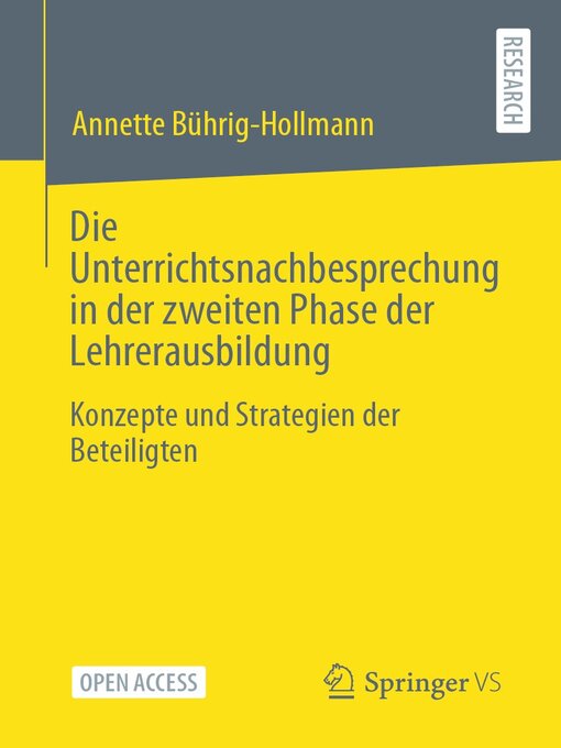 Title details for Die Unterrichtsnachbesprechung in der zweiten Phase der Lehrerausbildung by Annette Bührig-Hollmann - Available